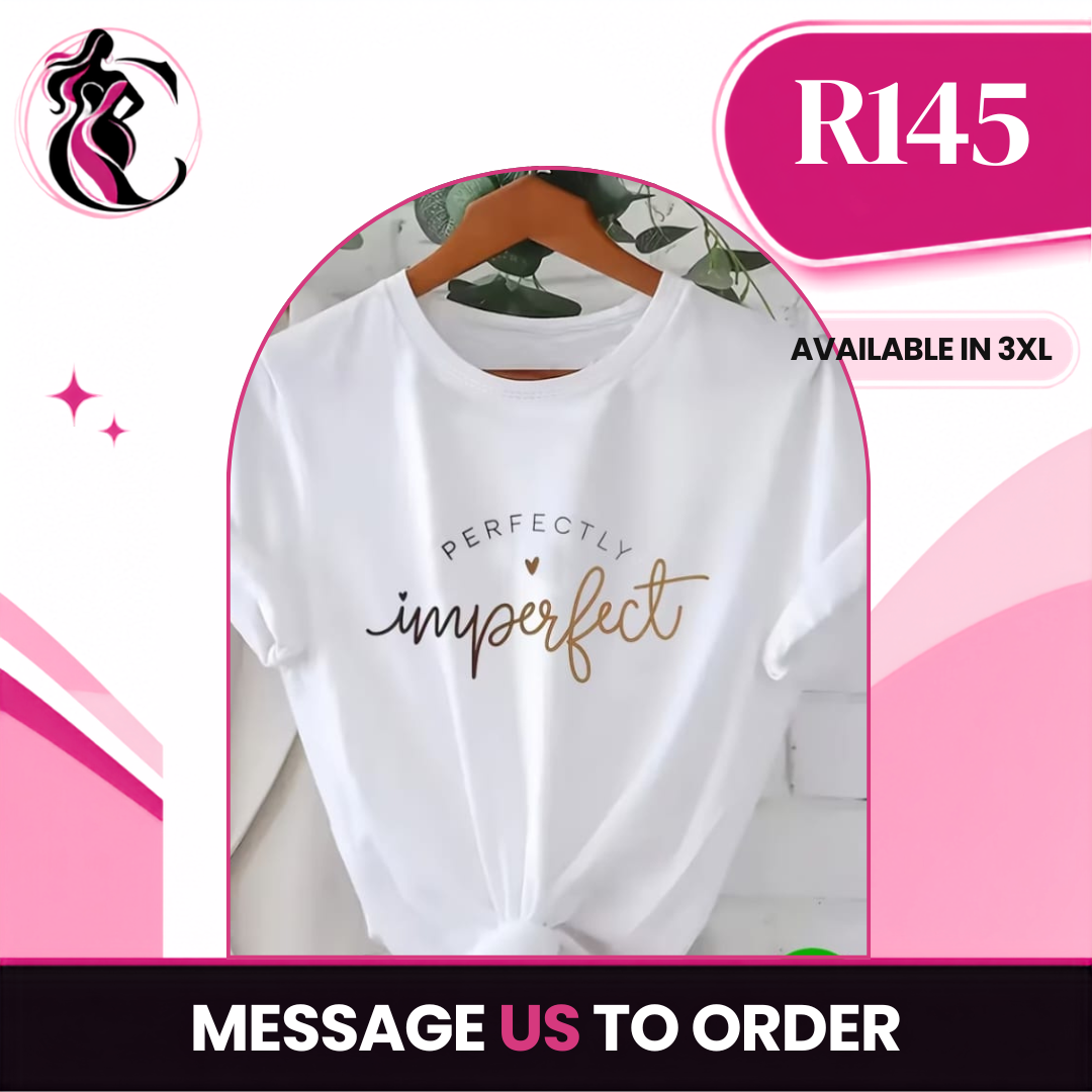 White with gold print tee